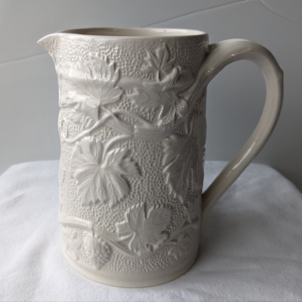 Vintage Spode Imperial Fancies Cream Earthenware Pitcher Embossed Grape Vines